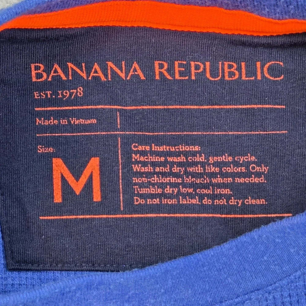Banana Republic Thermal Shirt Mens M Waffle Knit Long Sleeve Crewneck Royal Blue
